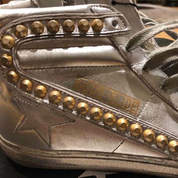 BRAND NEW Golden Goose Silver Slide Sneaker - Sz38 - Picture 7 of 8